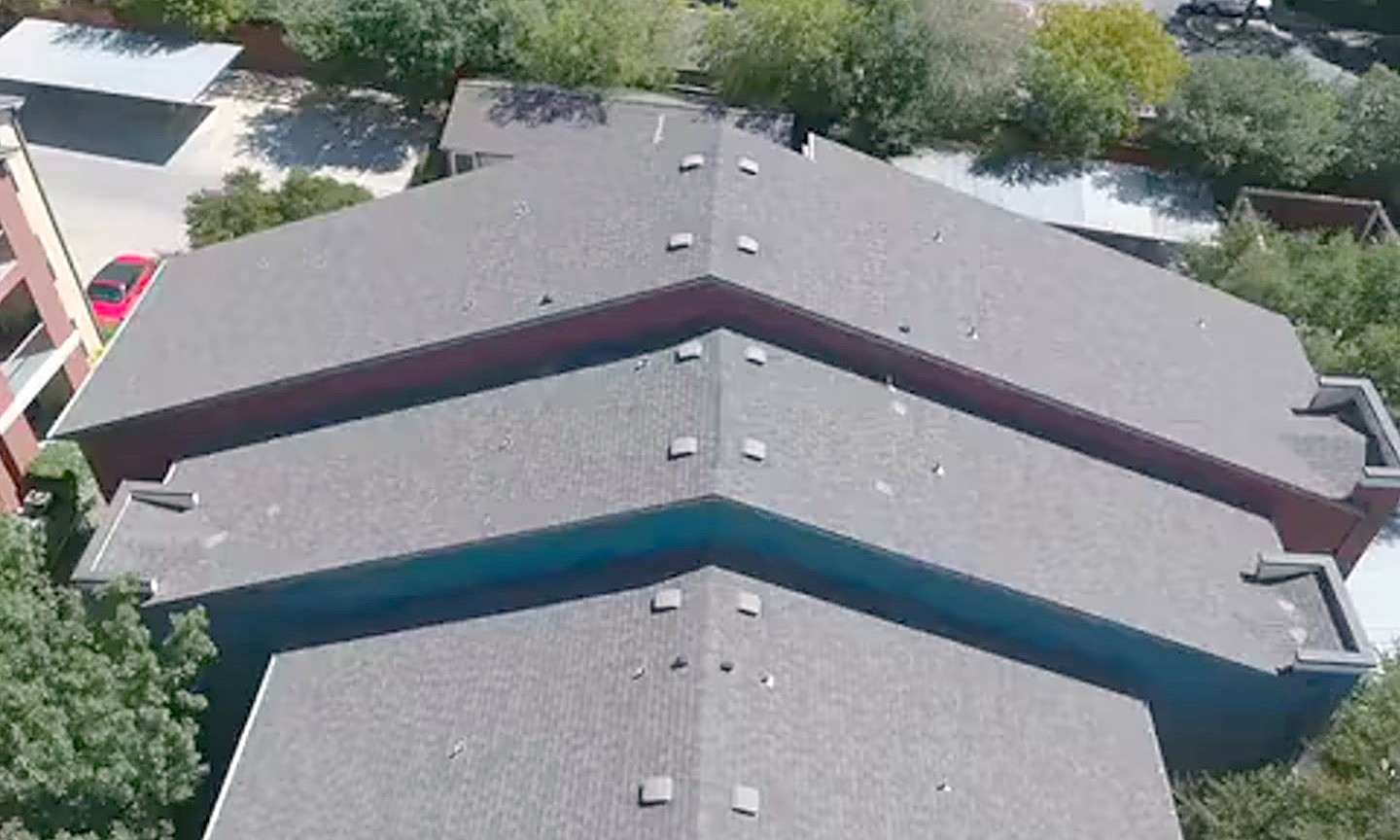 An aerial pass over the Broadstone Colonnade apartment community